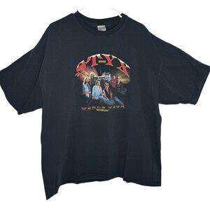Styx 2005 World Tour Black Graphic T-Shirt 2XL Gildan Ultra Cotton Heavyweight